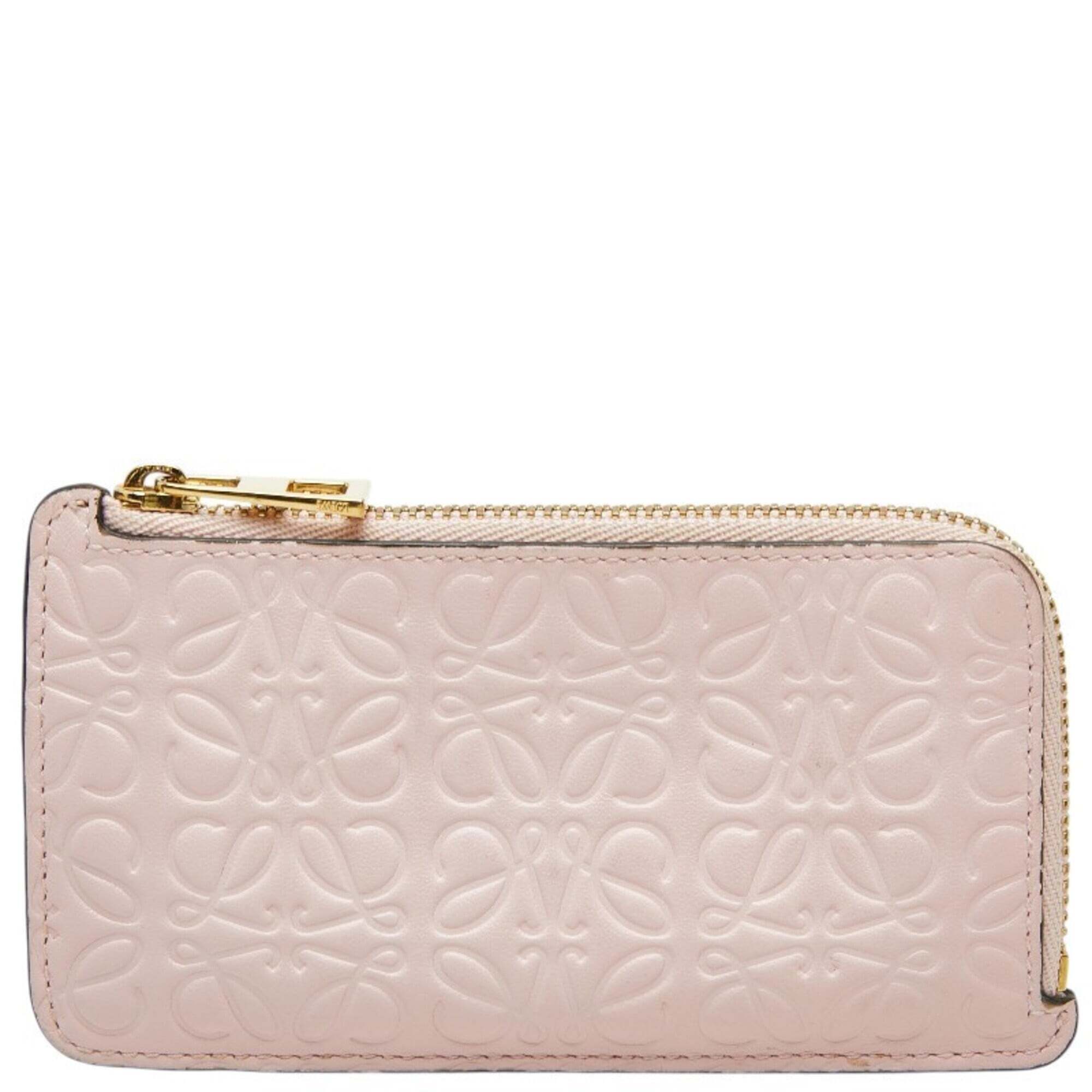 Loewe Anagram Business Card Holder/Card Case, Pink Leather, Women's Loewe
